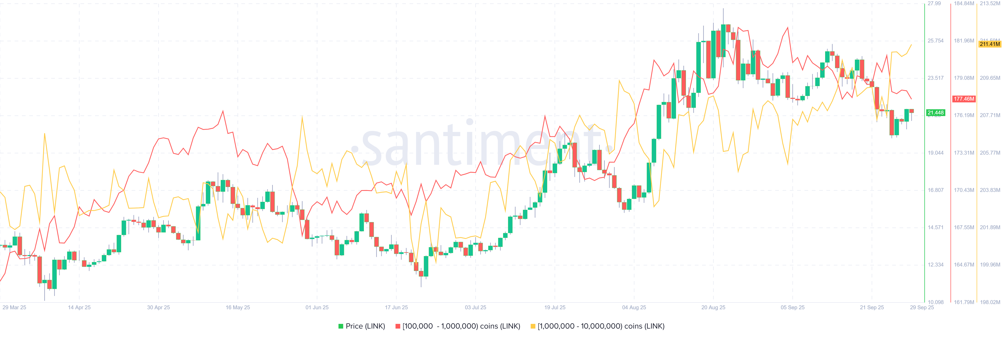 Chainlink供应分布图。来源：Santiment